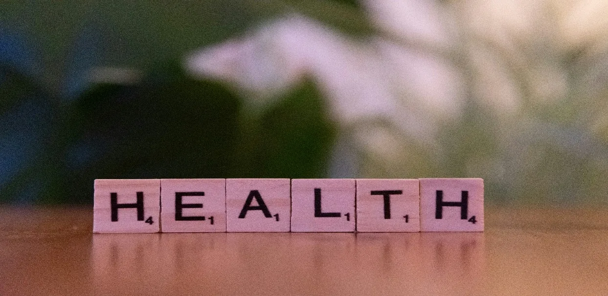 The word health displayed with letter blocks