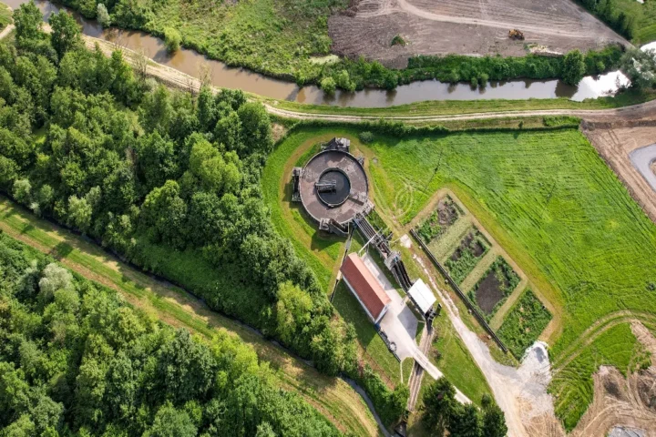 Aerial view of a water treatment site