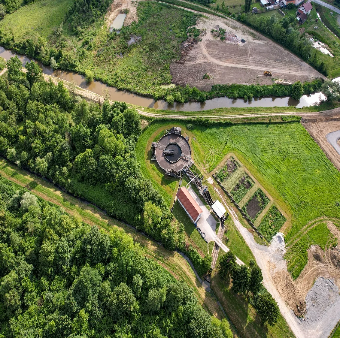 Aerial view of a water treatment site