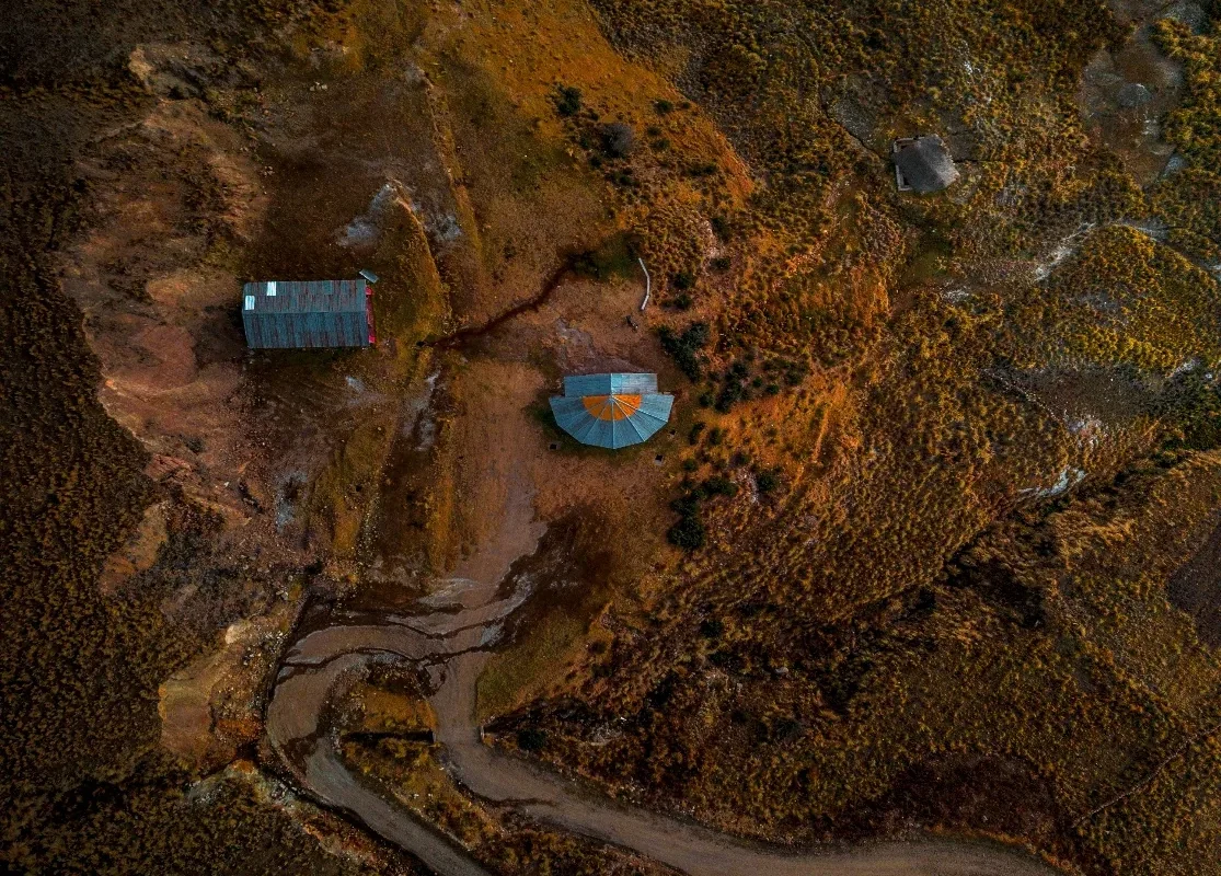 Remote rural landscape viewed from above