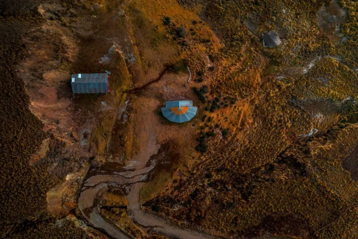 Remote rural landscape viewed from above