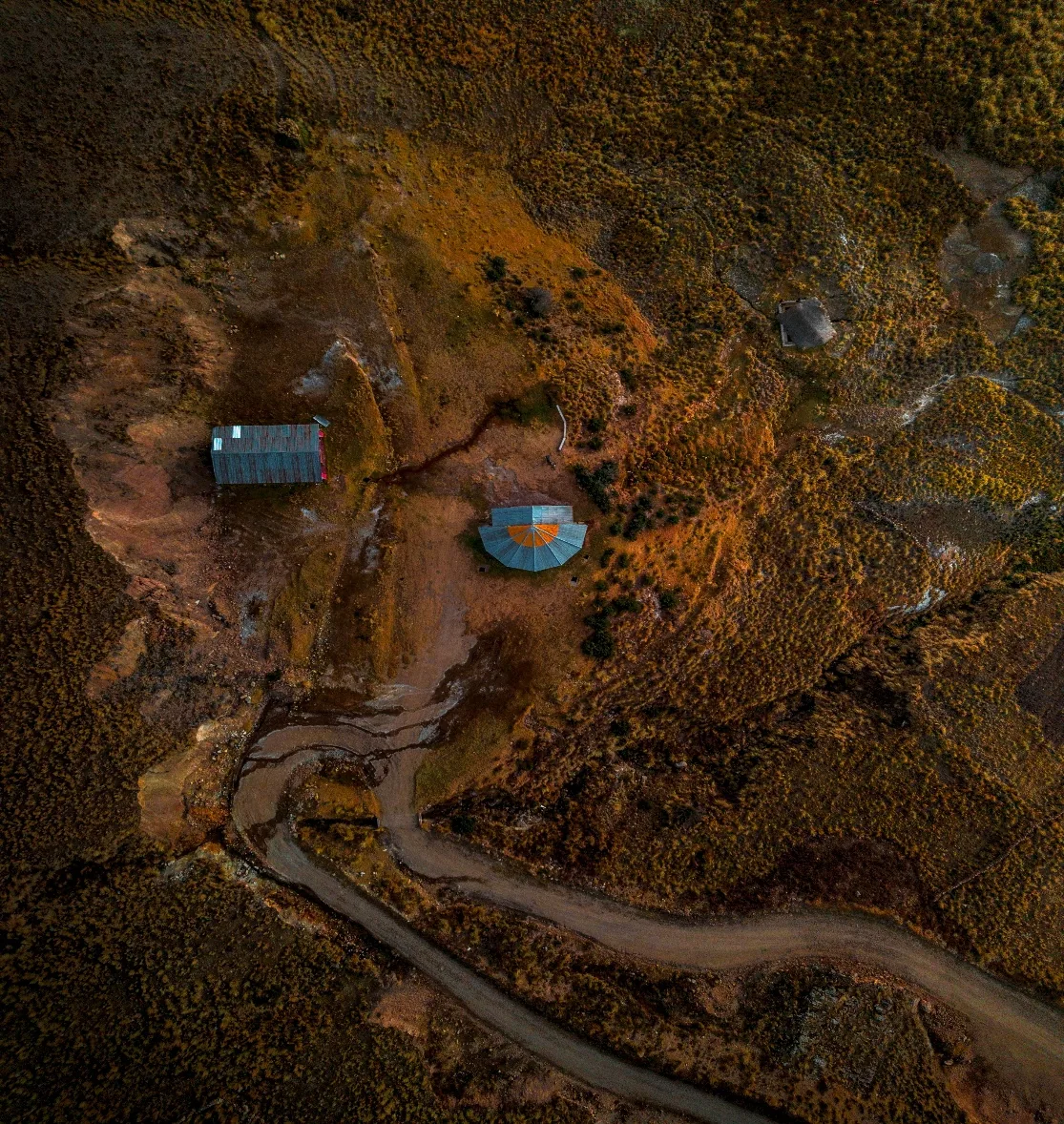 Remote rural landscape viewed from above